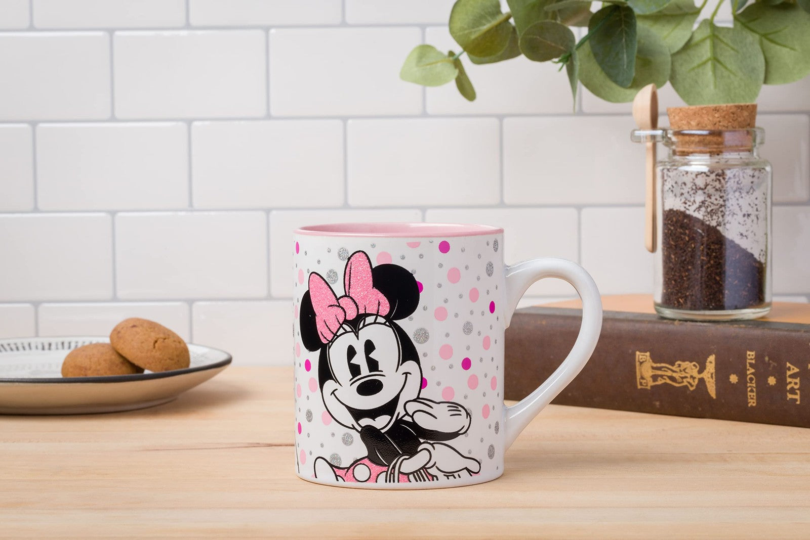14oz Minnie Mouse Ceramic Mug w/ Glitter Polka Dots