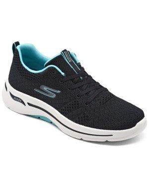 Arch Fit Lace-Up Sneakers Black Aqua Women's Plus Size 7.5 M
