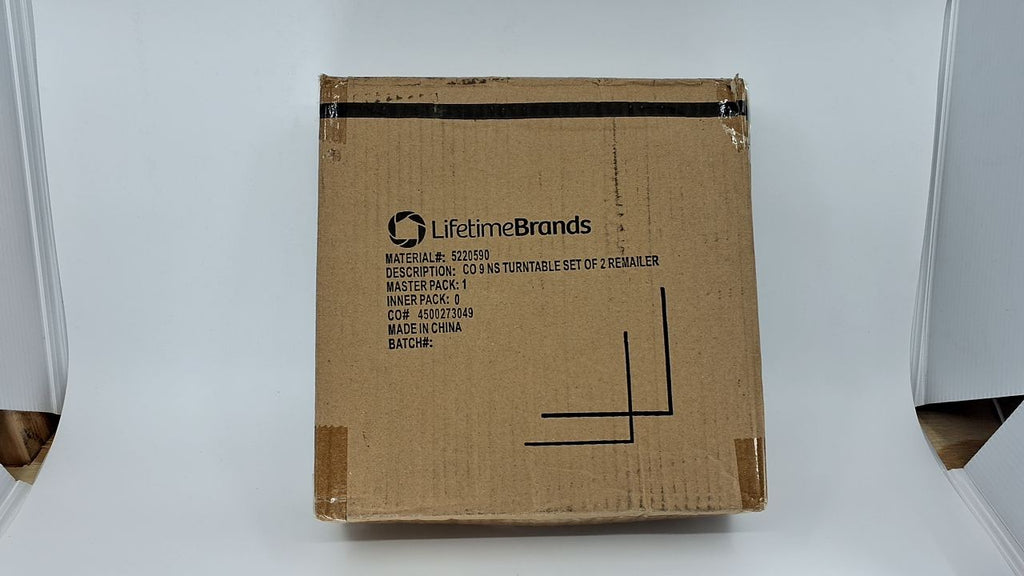 Copco 9 In Lazy Susan Turntables, Non-Skid Set of 2 for Cabinets, White/Gray