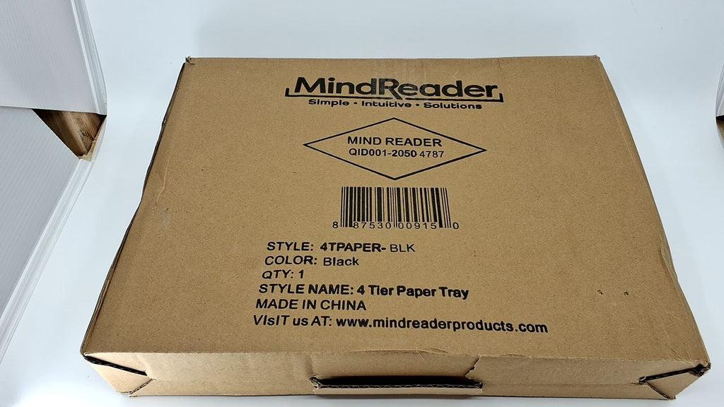 Black 4-Tier Paper Tray, Desk Organizer, Metal Mesh, 12L x 13.75W x 12.5H