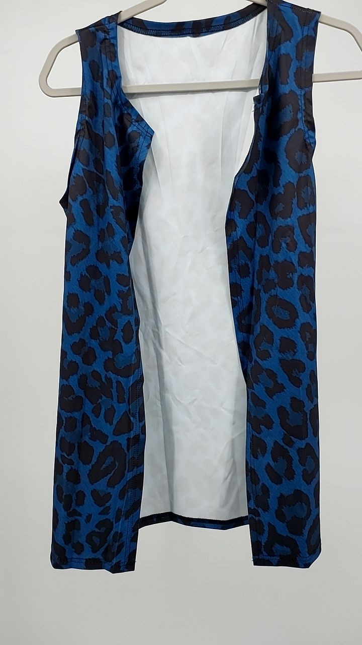 Sleeveless Leopard Print Vest Coat