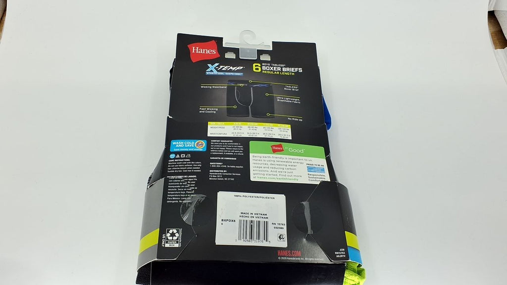 Hanes Boys' Boxer Briefs, Small, 6-Pack, Moisture-Wicking, Assorted Colors