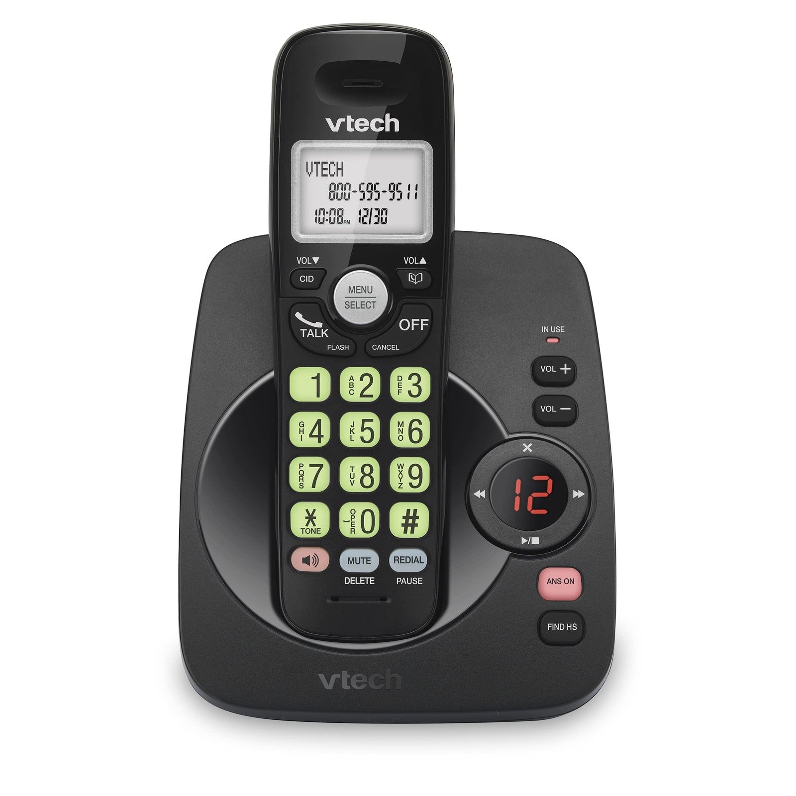 VTech VG104-11 Cordless Phone, Backlit Display, 1000 ft Range, Black