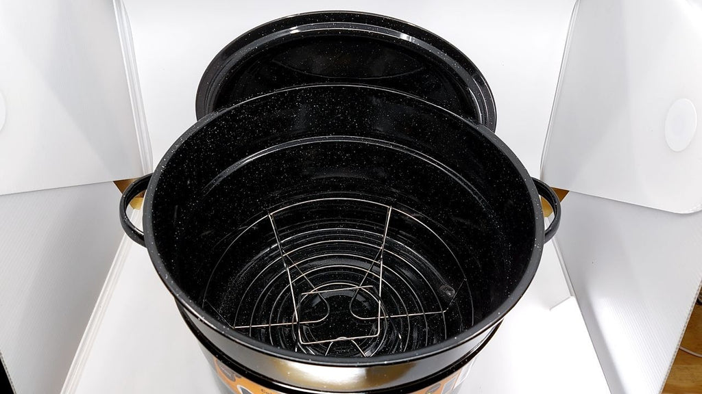 Granite Ware 21.5 Qt Canning Pot w/ Lid, Jar Rack, Black Enamel