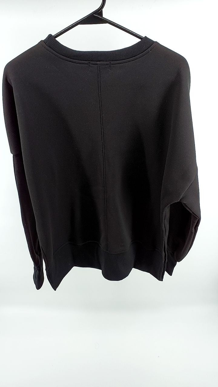 Side Slit Round Neck Long Sleeve Sweatshirt
