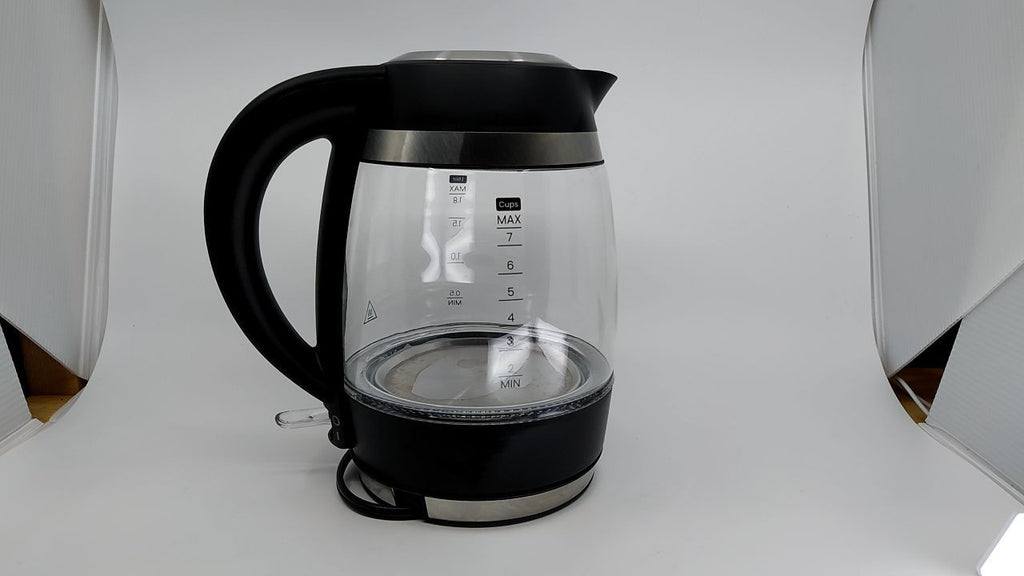 1.8L Chefman Electric Kettle, 1500W, Auto Shut Off, Glass & Steel