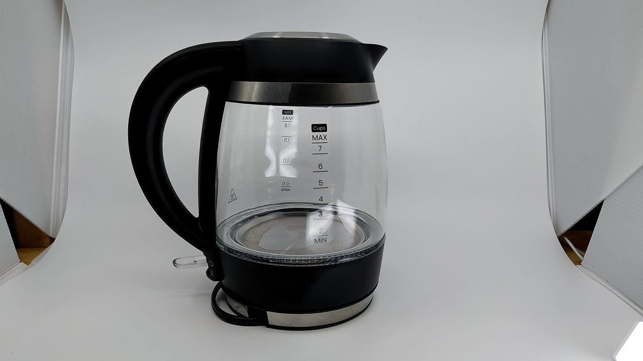 1.8L Chefman Electric Kettle, 1500W, Auto Shut Off, Glass & Steel