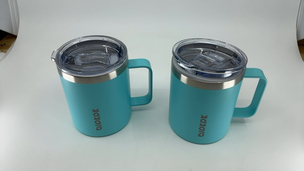 BJPKPK 14oz Stainless Steel Insulated Tumblers, 2 Pcs w/ Lid - Turquoise