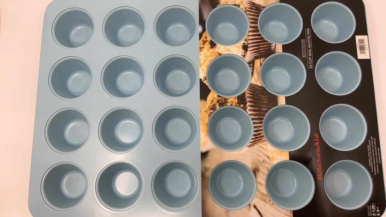 KitchenAid 24-Cup Nonstick Aluminized Steel Mini Muffin Pan, Mineral Water