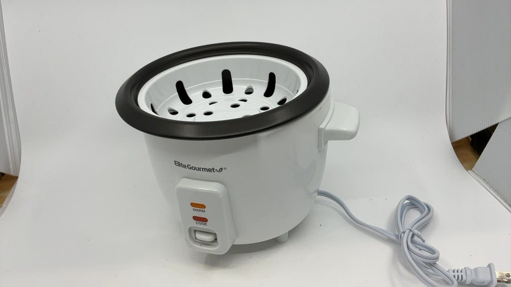 Elite Gourmet Rice Cooker 6 Cups, Non-Stick Inner Pot, White