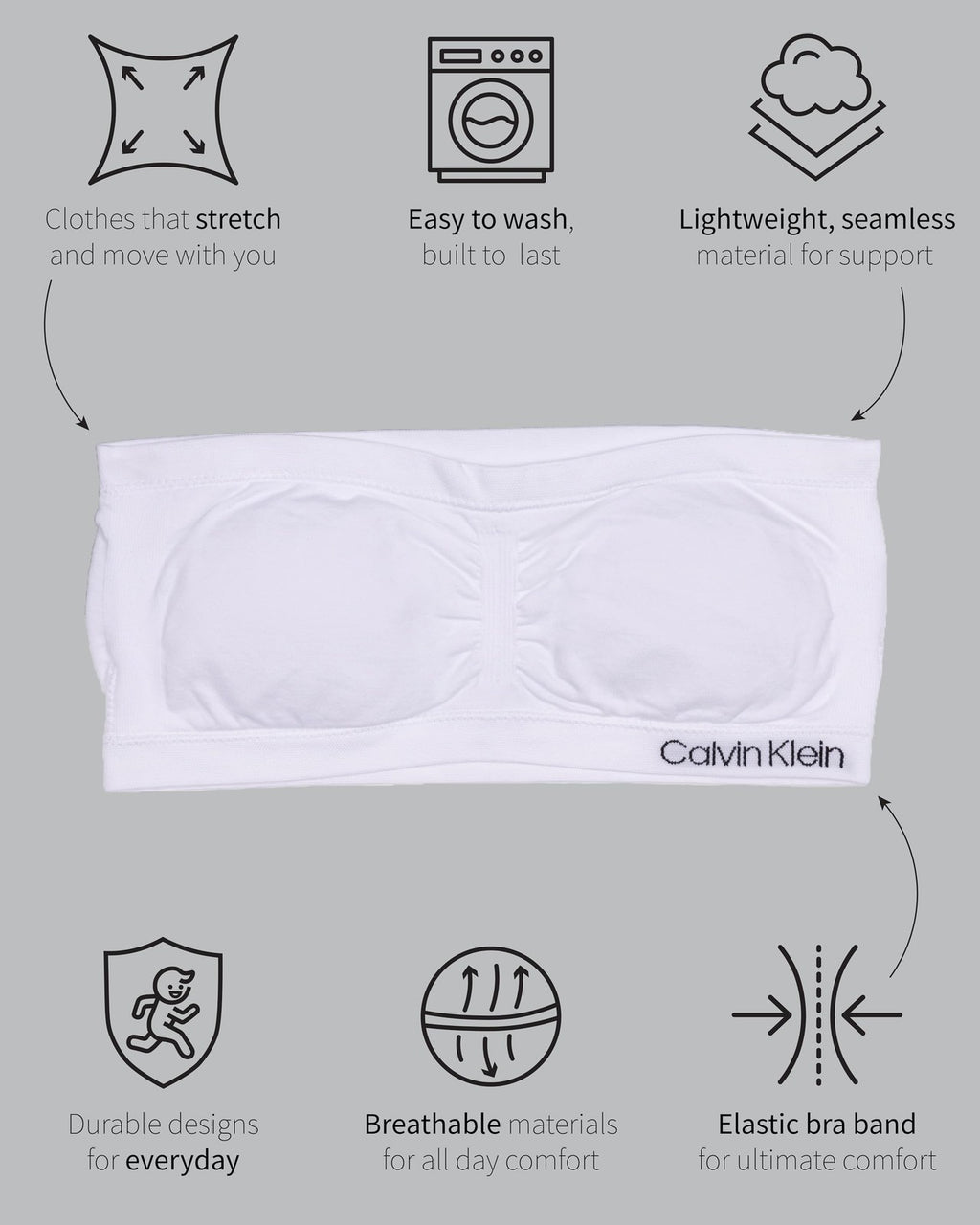 Calvin Klein Girl's Bandeau with Cookie 2 Pack, Sand Nude/Black, Large