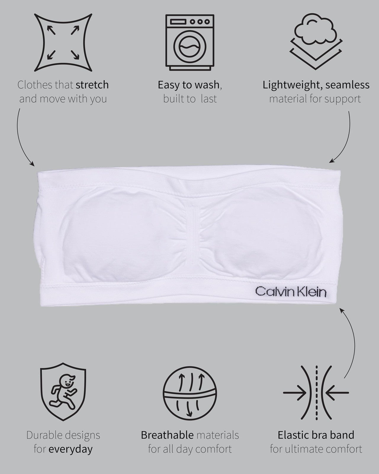 Calvin Klein Girl's Bandeau with Cookie 2 Pack, Sand Nude/Black, Large