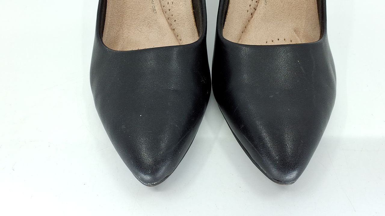 Clarks Women's Kataleyna Gem Pump, Black Leather, 9