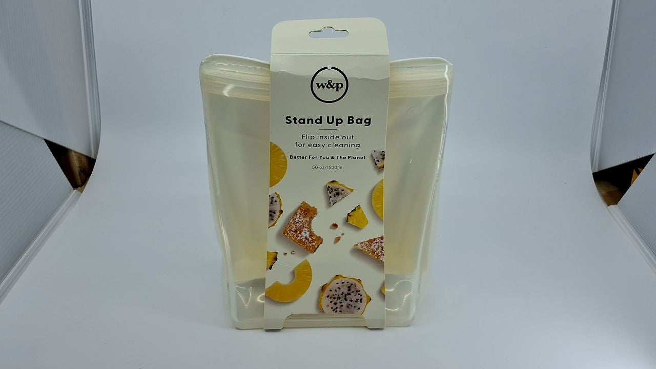 W&P Silicone Sandwich Storage Bag 34oz, Cream, Microwave & Dishwasher Safe