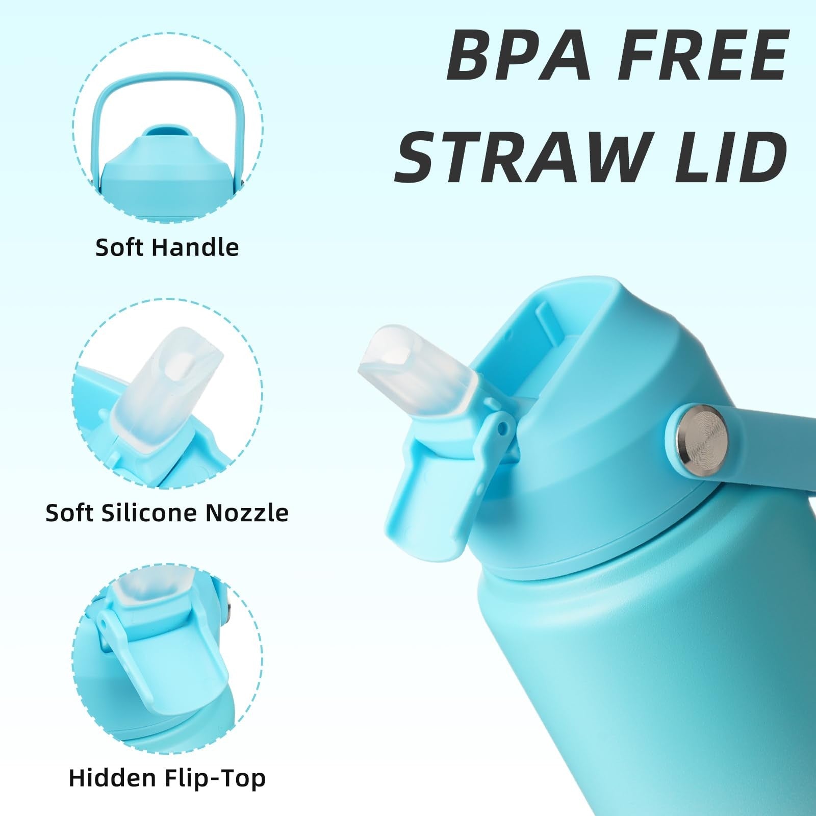 Insulated 24oz Water Bottle w/ Straw Lid - Stainless Steel, Sea Salt