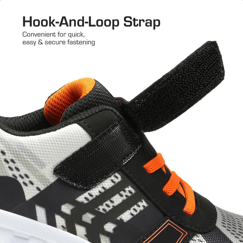 Athletic Kids Sneakers Size 5 Big Kid Breathable Black/Grey/Orange