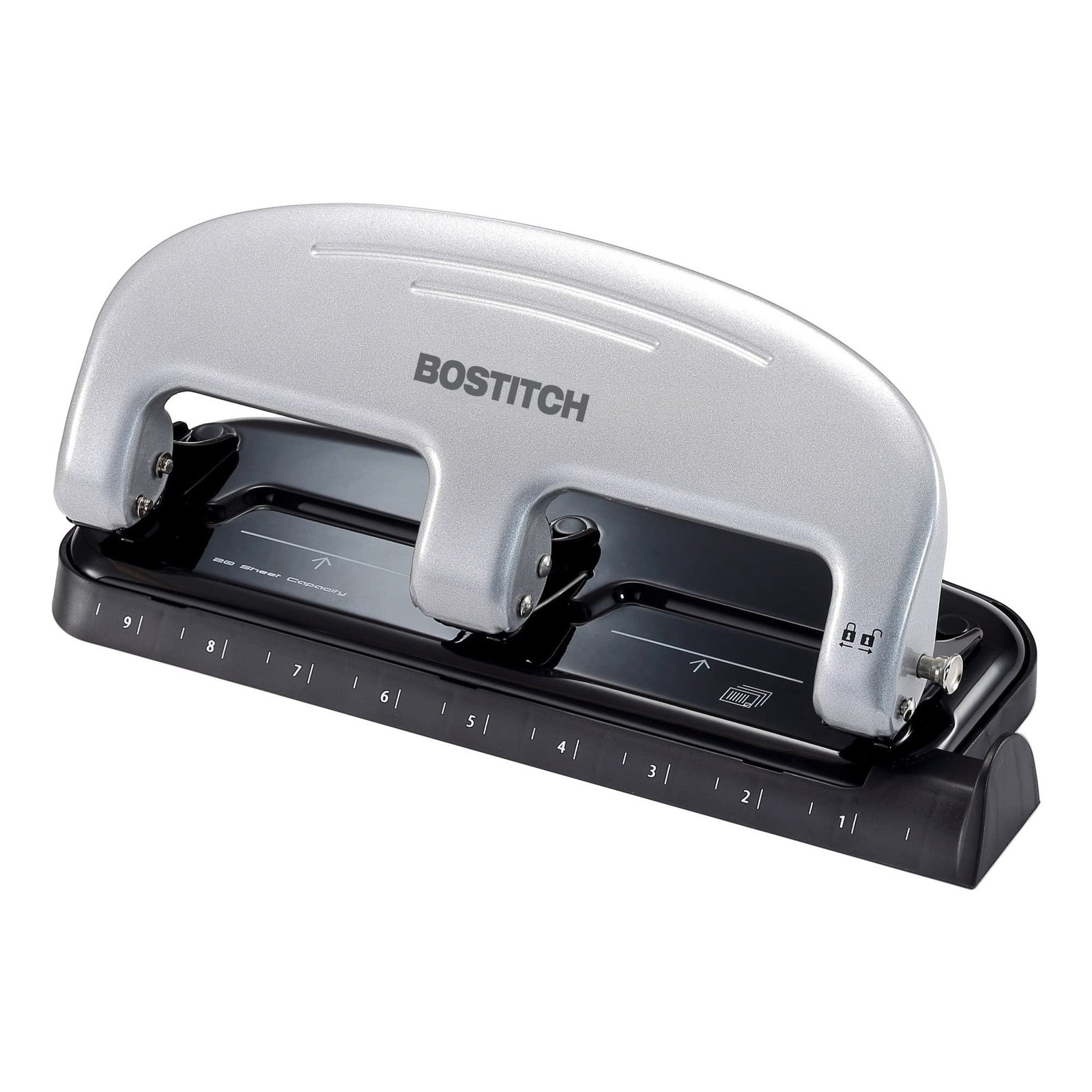 Bostitch 3-Hole Punch, 20 Sheet Capacity, Durable Metal, Gray