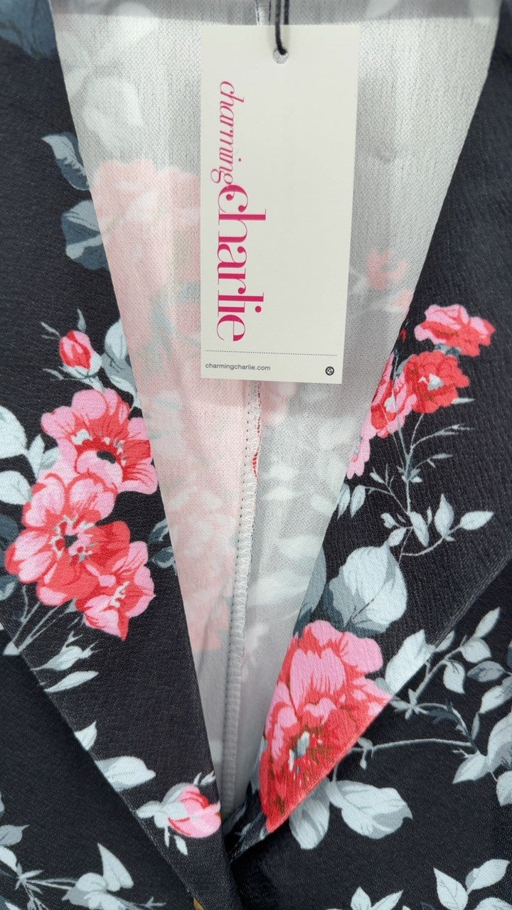 Floral Print One Button Casual Blazer