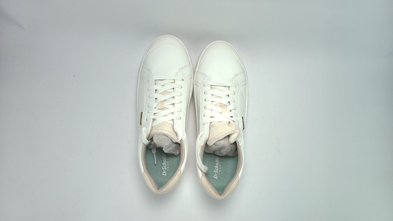 Dr Scholls Womens White Smooth Platform Lace Up Time Off Max Sneaker, 10M