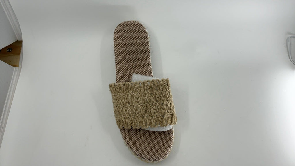 Fashion Summer Slippers Women Thick Slope Heel Beige 4.5 UK