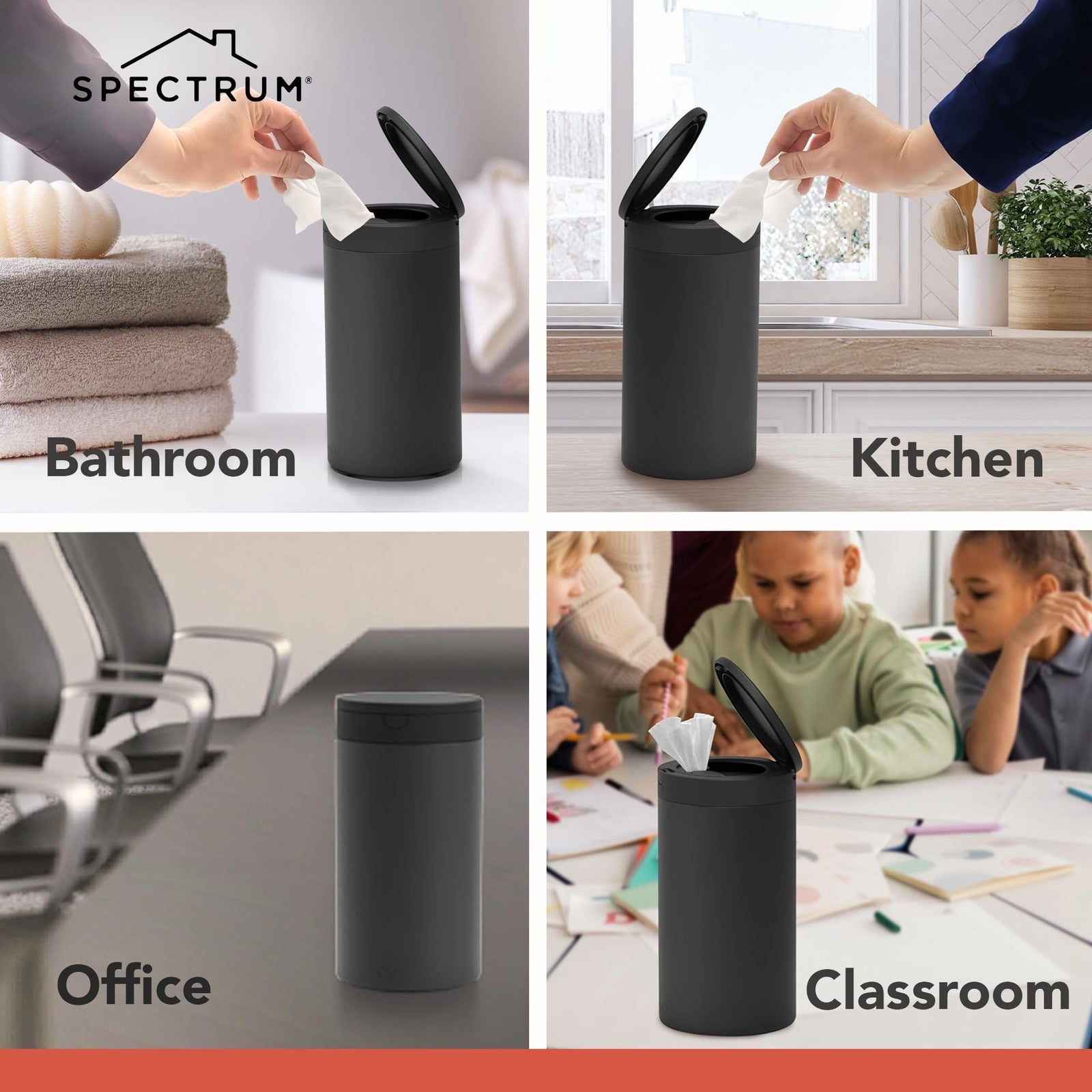 Spectrum Satin Nickel Wipes Container w/ Push Button Dispenser