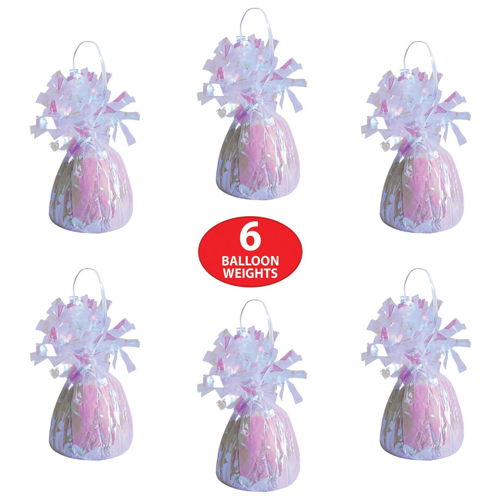 6 Pack Metallic Wrapped Balloon Weights, Opalescent, 6 Oz Centerpieces