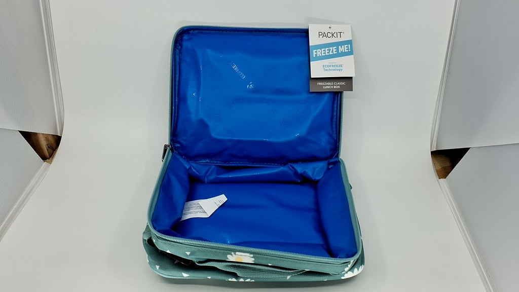 PackIt Freezable Lunch Box w/ Zip Closure & Buckle Handle, Daisy Sage