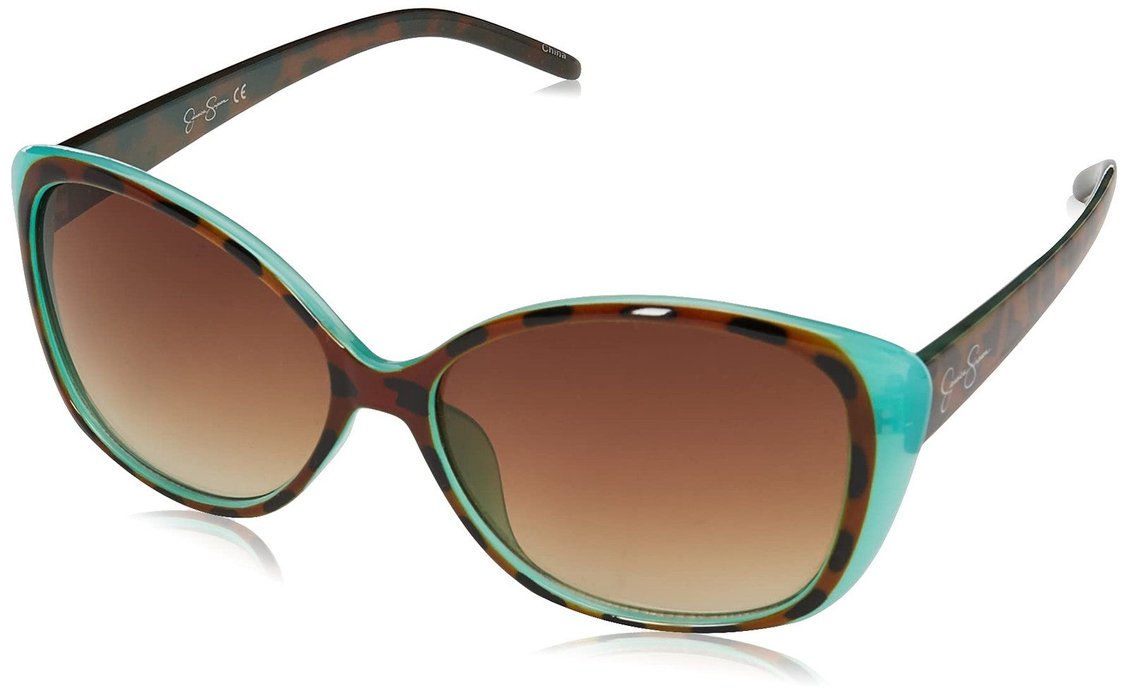 Jessica Simpson Women's Cat Eye Sunglasses, UV400, 56mm, Animal & Blue