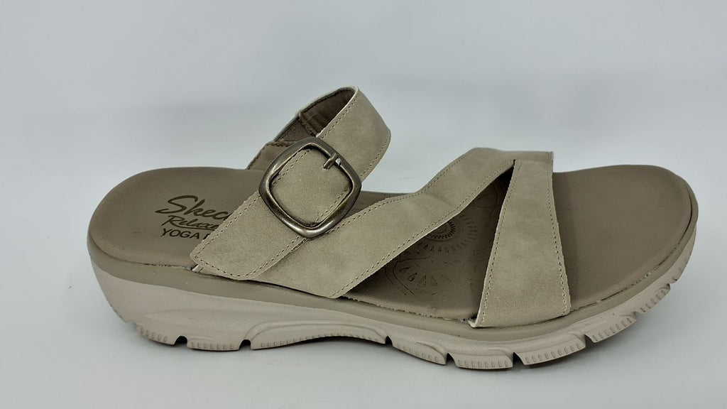 Skechers Women's EASY GOING - SLIDE ON BY casual sandal, Taupe 10 M