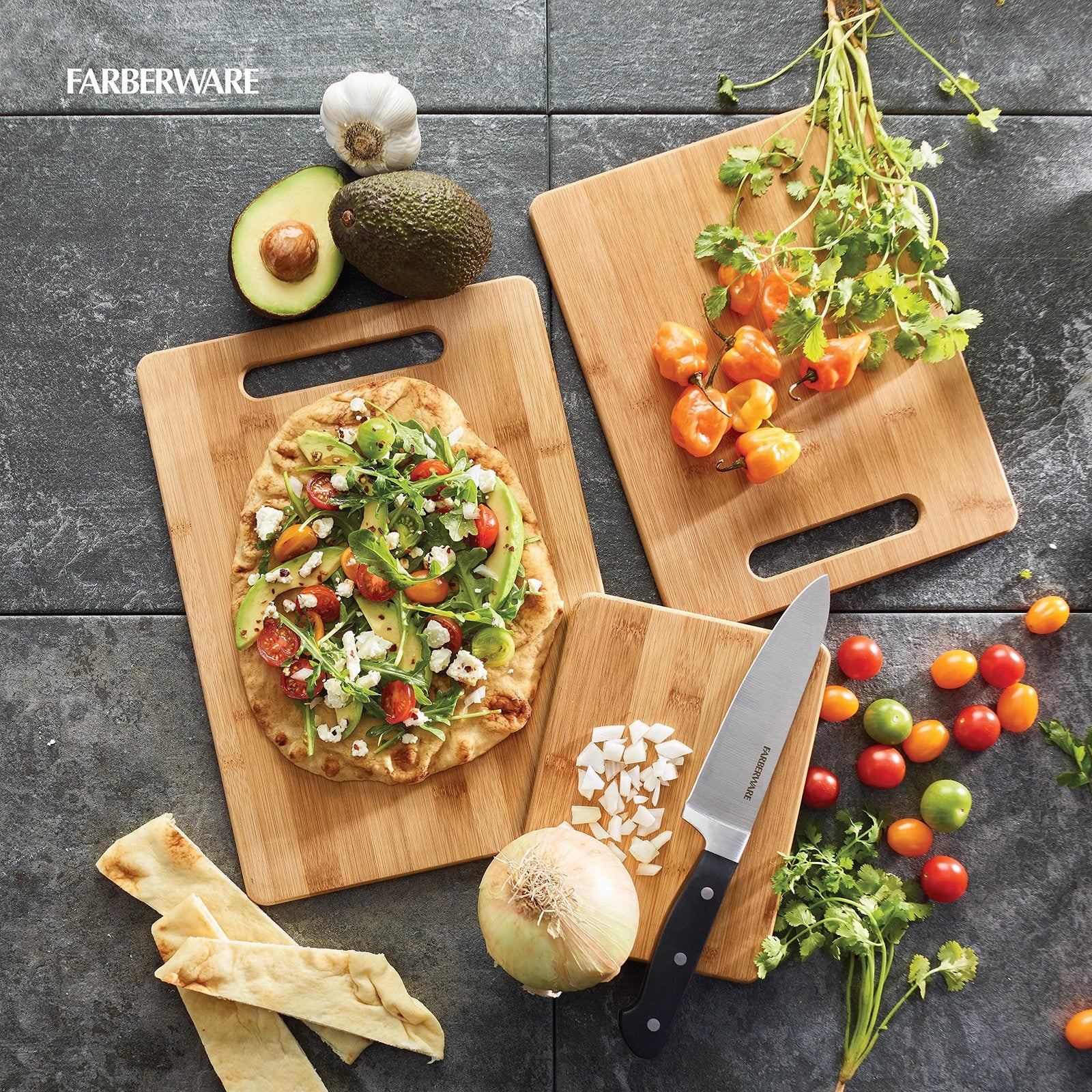Reversible Bamboo Cutting Boards Set of 3, Meal Prep & Serving