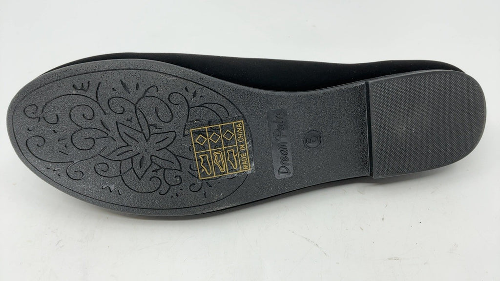 Black Nubuck Slip-On Flats for Girls, Size 6 Big Kid Dress Shoes