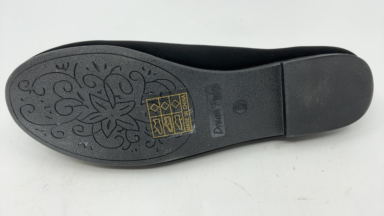 Black Nubuck Slip-On Flats for Girls, Size 6 Big Kid Dress Shoes