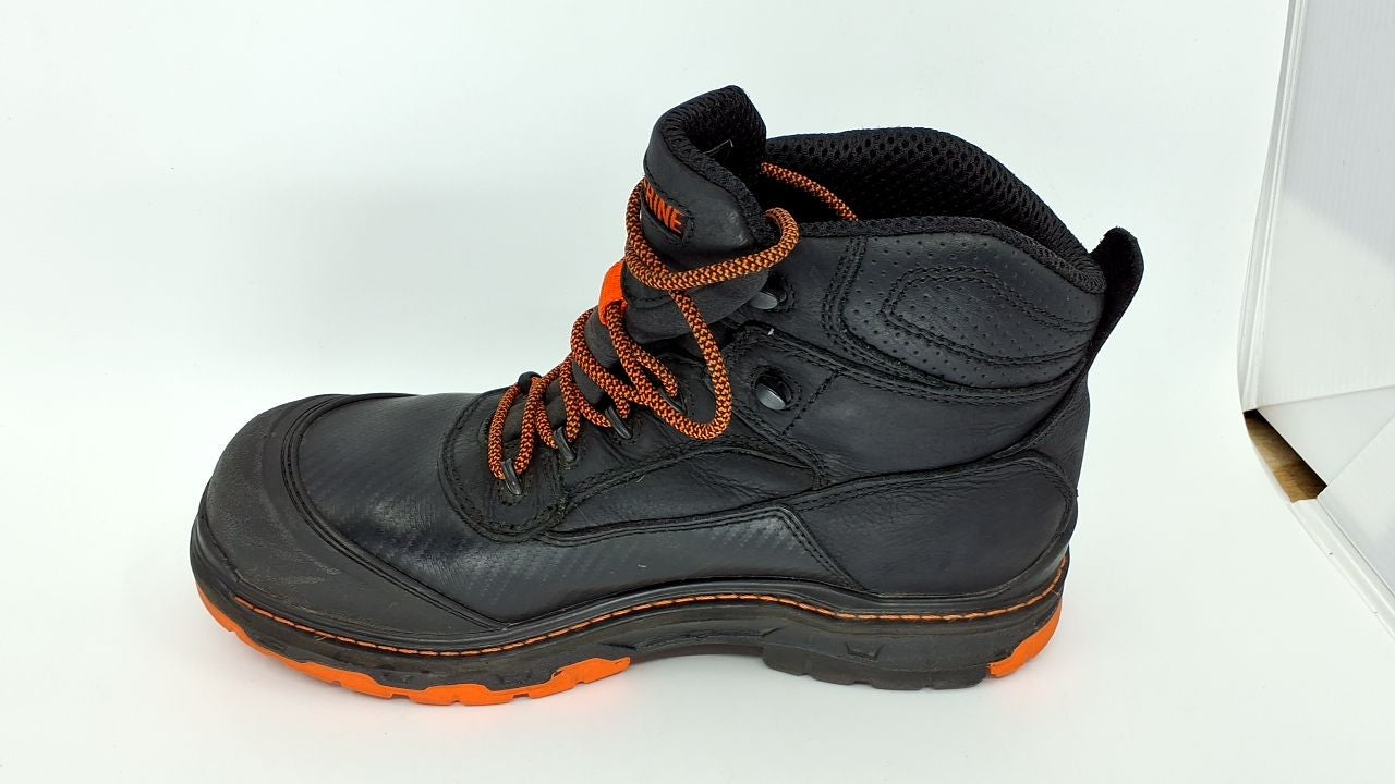 Wolverine Men's 6" Mid Composite Toe Waterproof Boot Black/Orange 10.5 X-Wide