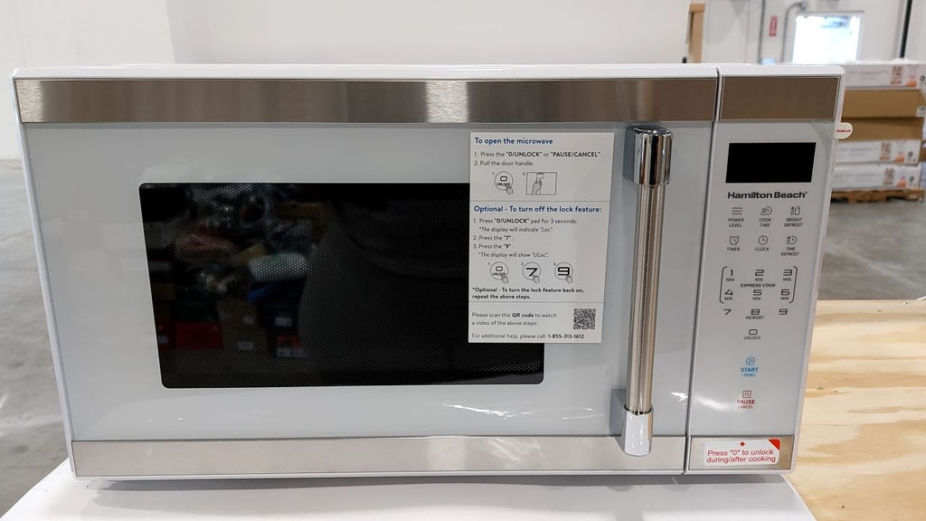 Hamilton 1.1 Cu Ft Countertop Microwave Oven White & Stainless Steel