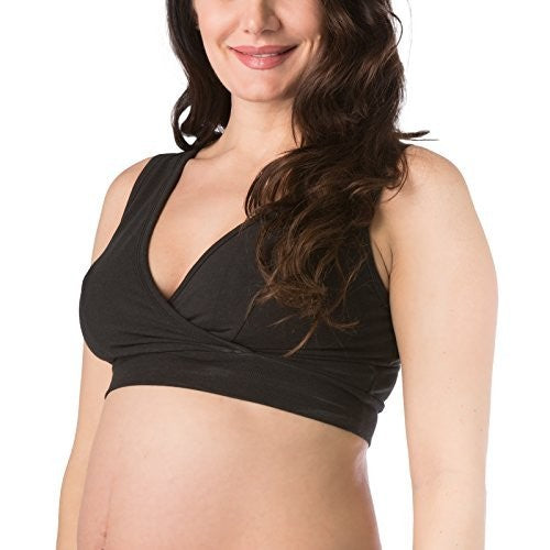 Fishers Finery Womens Breastfeeding Nursing Bra with Nursing Pads (Blk, L)