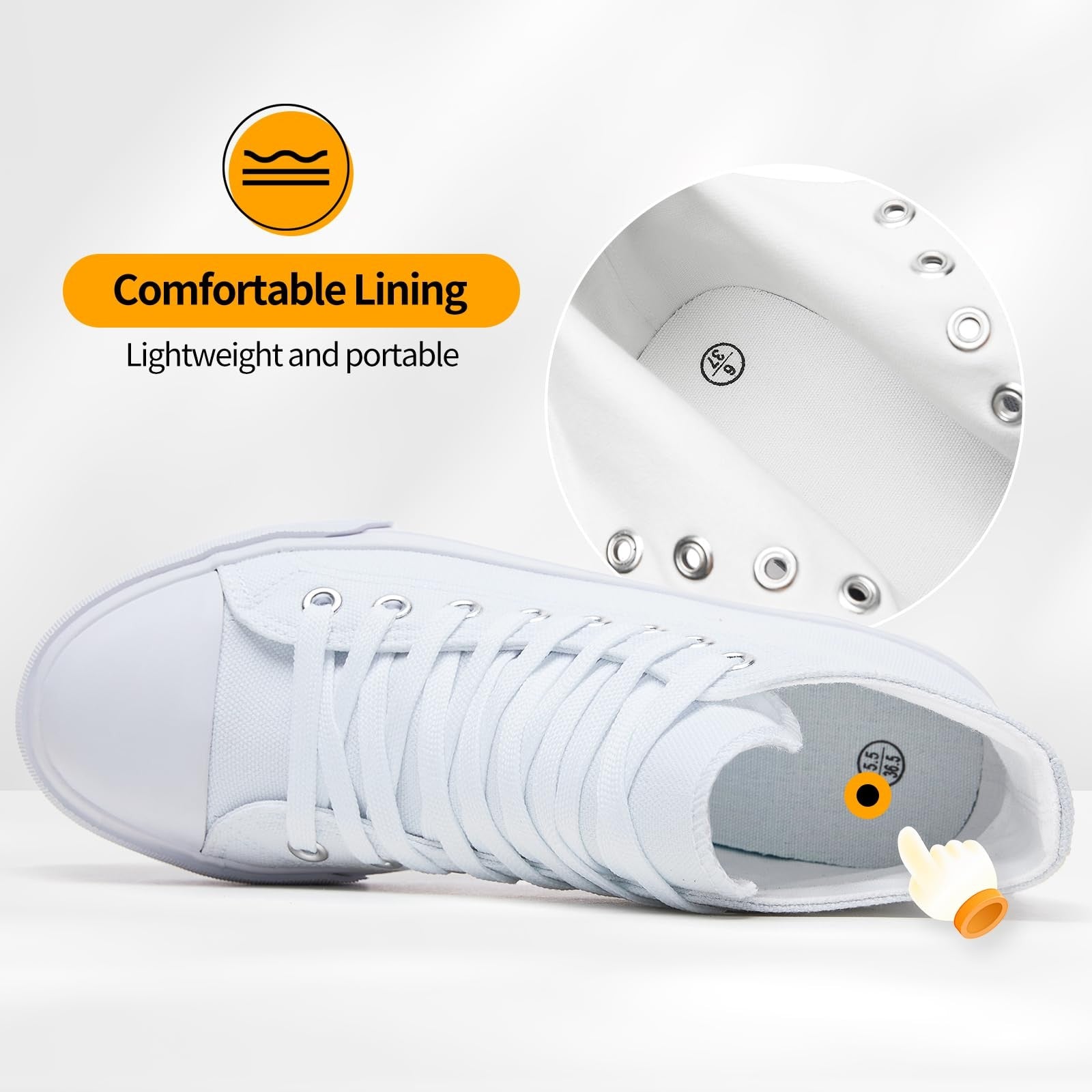 Womens Casual Tennis Walking Shoes High Top Canvas White 7.5