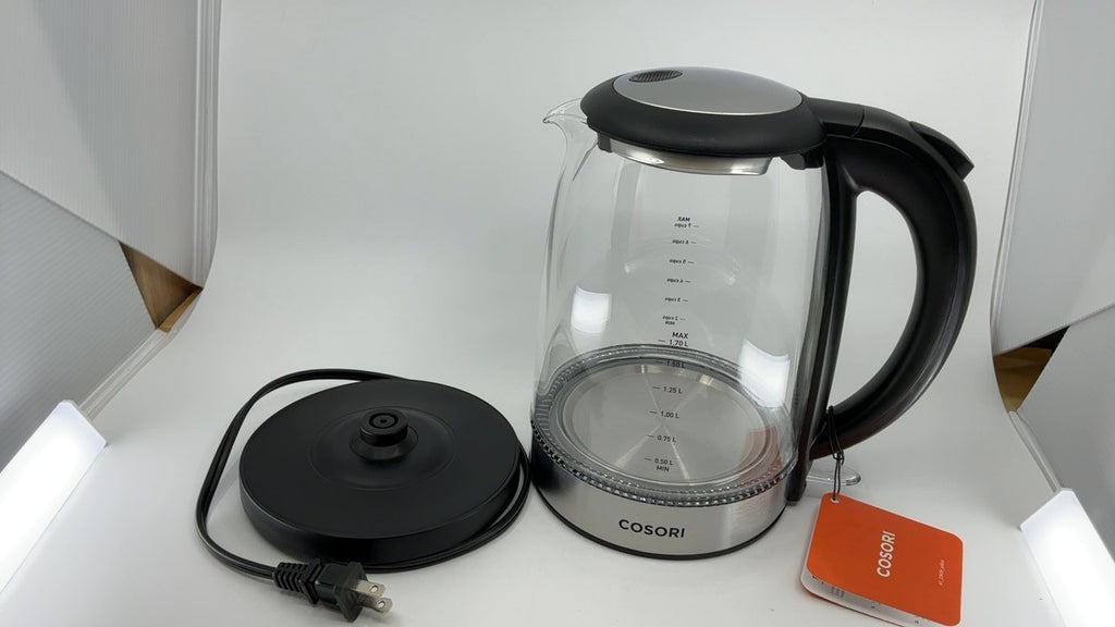Borosilicate Glass Electric Kettle, 1.7L, Black, 1500W, Auto Shut Off