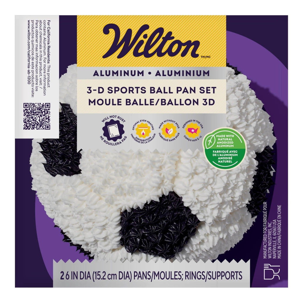 Aluminum 3D Sports Ball Cake Pan Set, 6 In, Rust-Resistant, 2 Pans