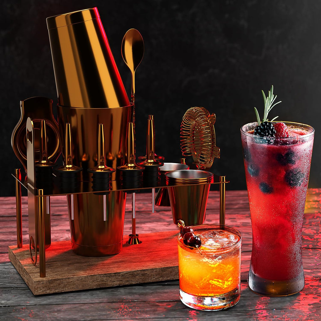 17-Piece Stainless Steel Cocktail Shaker Set w/ Recipe Book & More