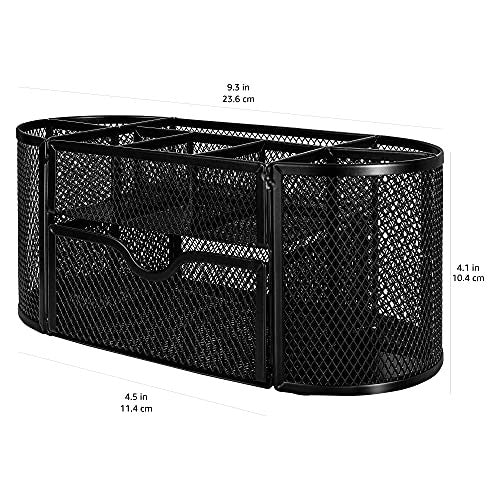 Office Caddy Storage, Black Mesh Organizer, 9.25" x 4.53" x 3.94"