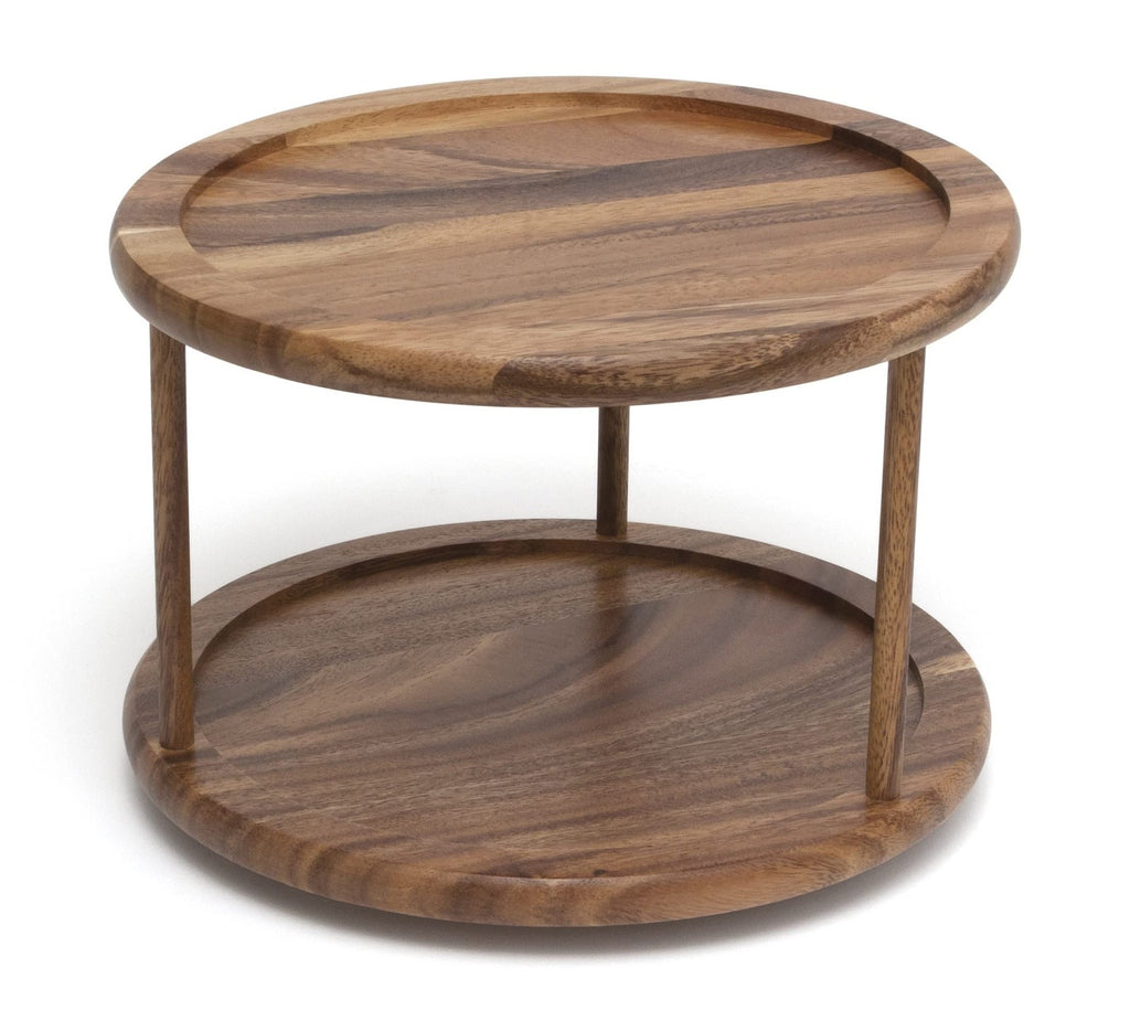 Lipper International 1302 Acacia Wood 2-Tier 10" Kitchen Turntable
