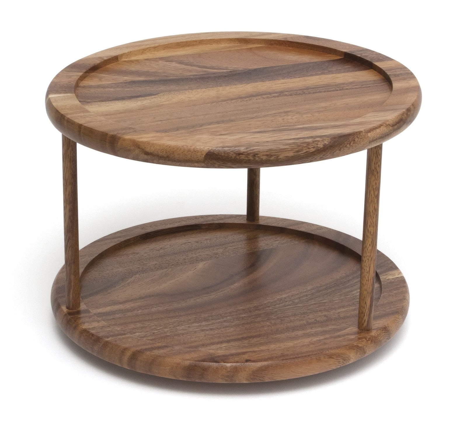 Lipper International 1302 Acacia Wood 2-Tier 10" Kitchen Turntable
