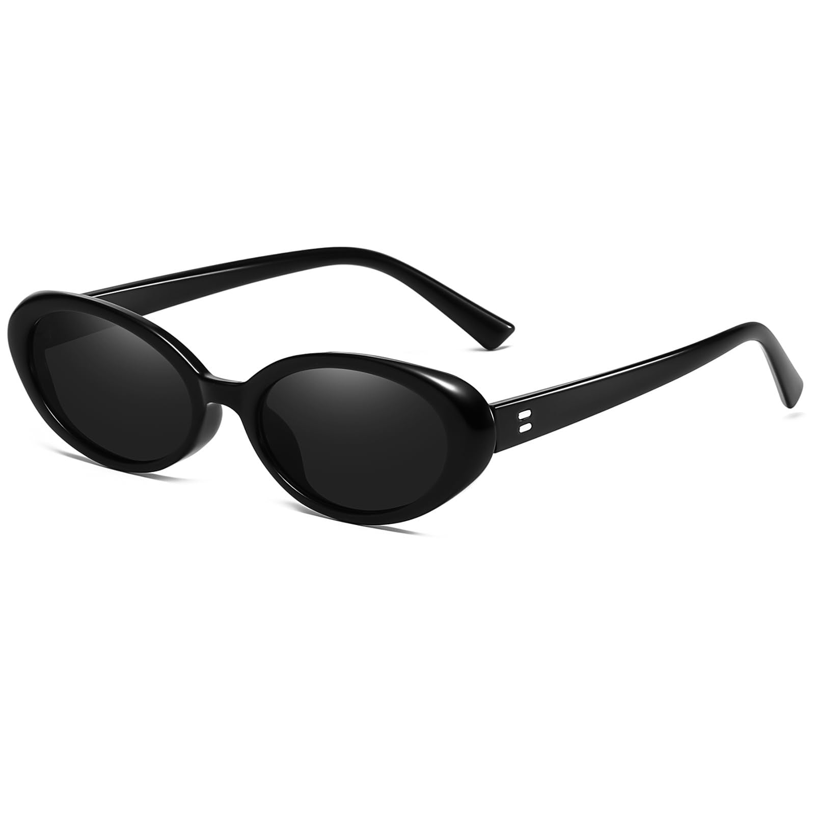 90s Vintage Oval Sunglasses Black/Grey Small Retro Shades for Women & Men