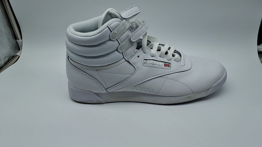 Reebok Women's Basketball Shoes, Freestyle Hi, White/Silver, Size 10