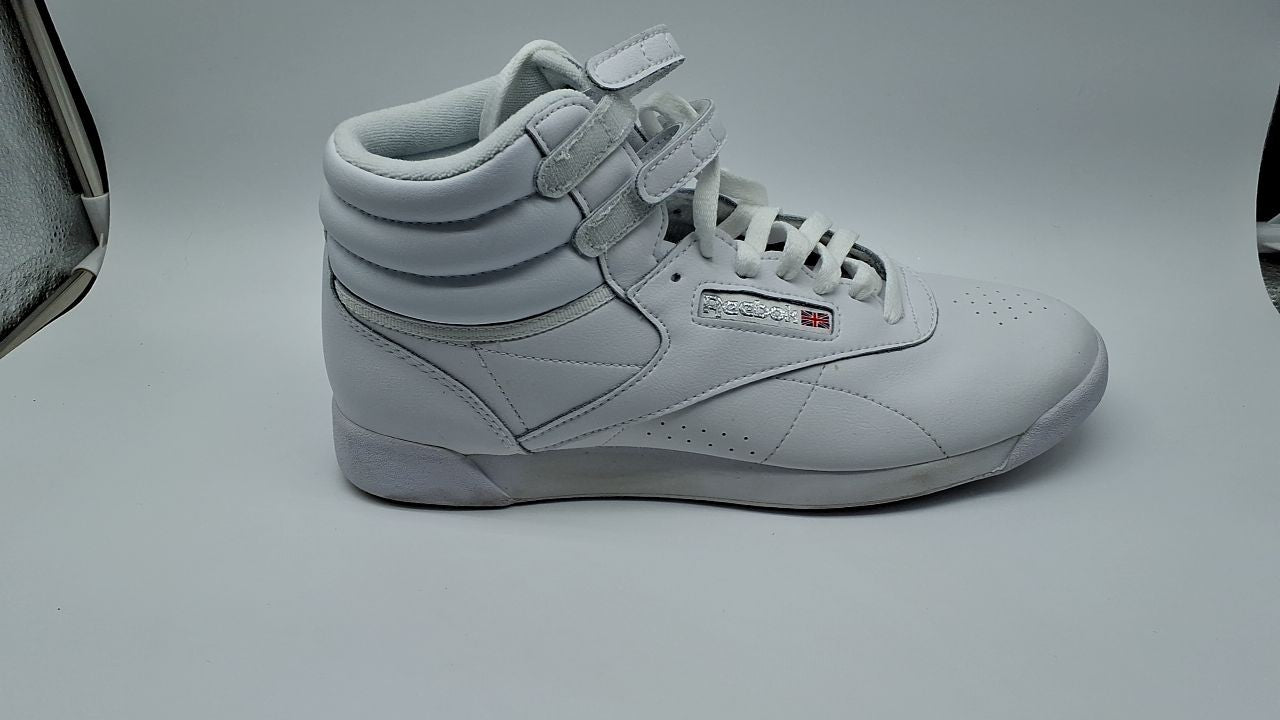 Reebok Women's Basketball Shoes, Freestyle Hi, White/Silver, Size 10