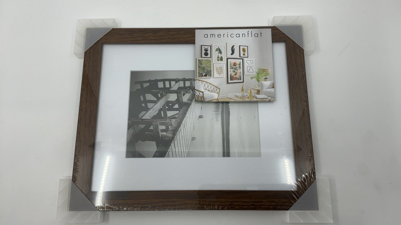 Walnut 8x10 Picture Frame w/ Shatter-Resistant Glass & Mat