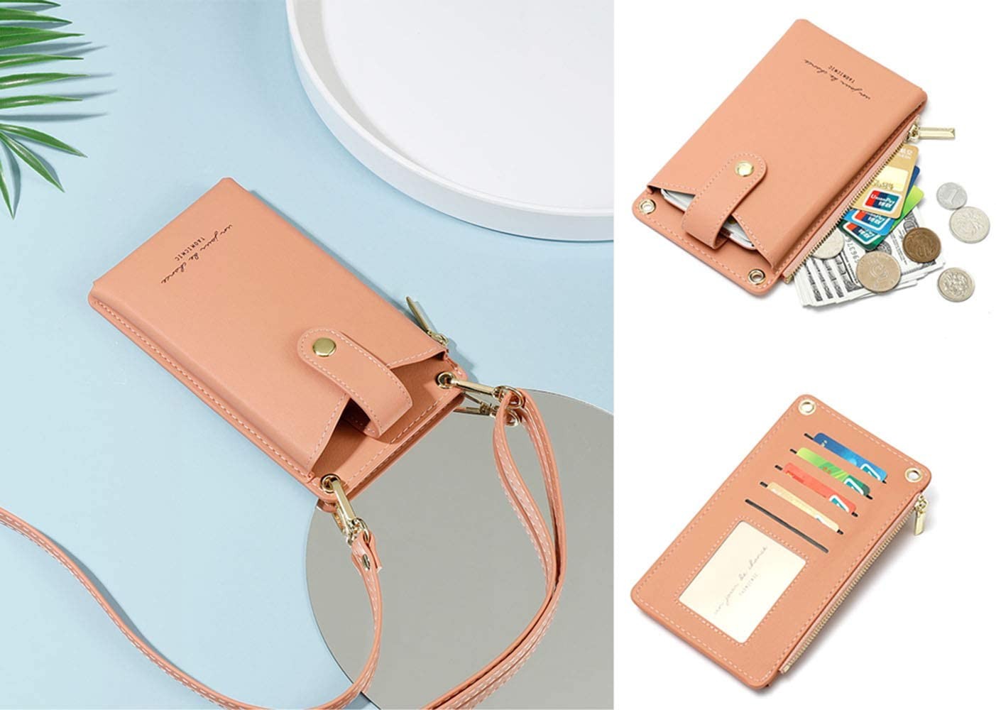 Small Pink Leather Crossbody Bag for Women - Lightweight Shoulder Purse