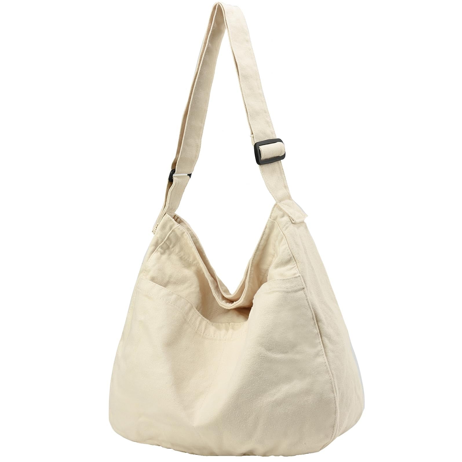 Canvas Hobo Beige Tote Bag for Women & Men Large Crossbody Messenger Bag