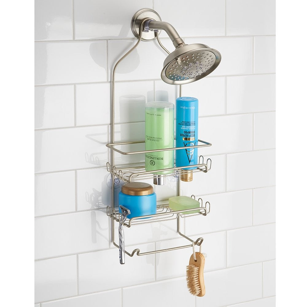 iDesign Milo Hanging Shower Caddy, Satin Silver, 21.25in x 9in x 4.5in