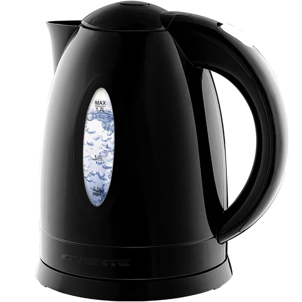 1.7L OVENTE Electric Kettle Black Auto Shut-Off & Boil-Dry Protection